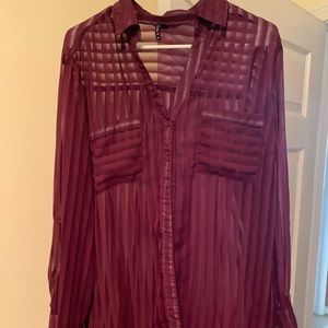 Burgundy Blouse 👚 (see-through) long sleeve